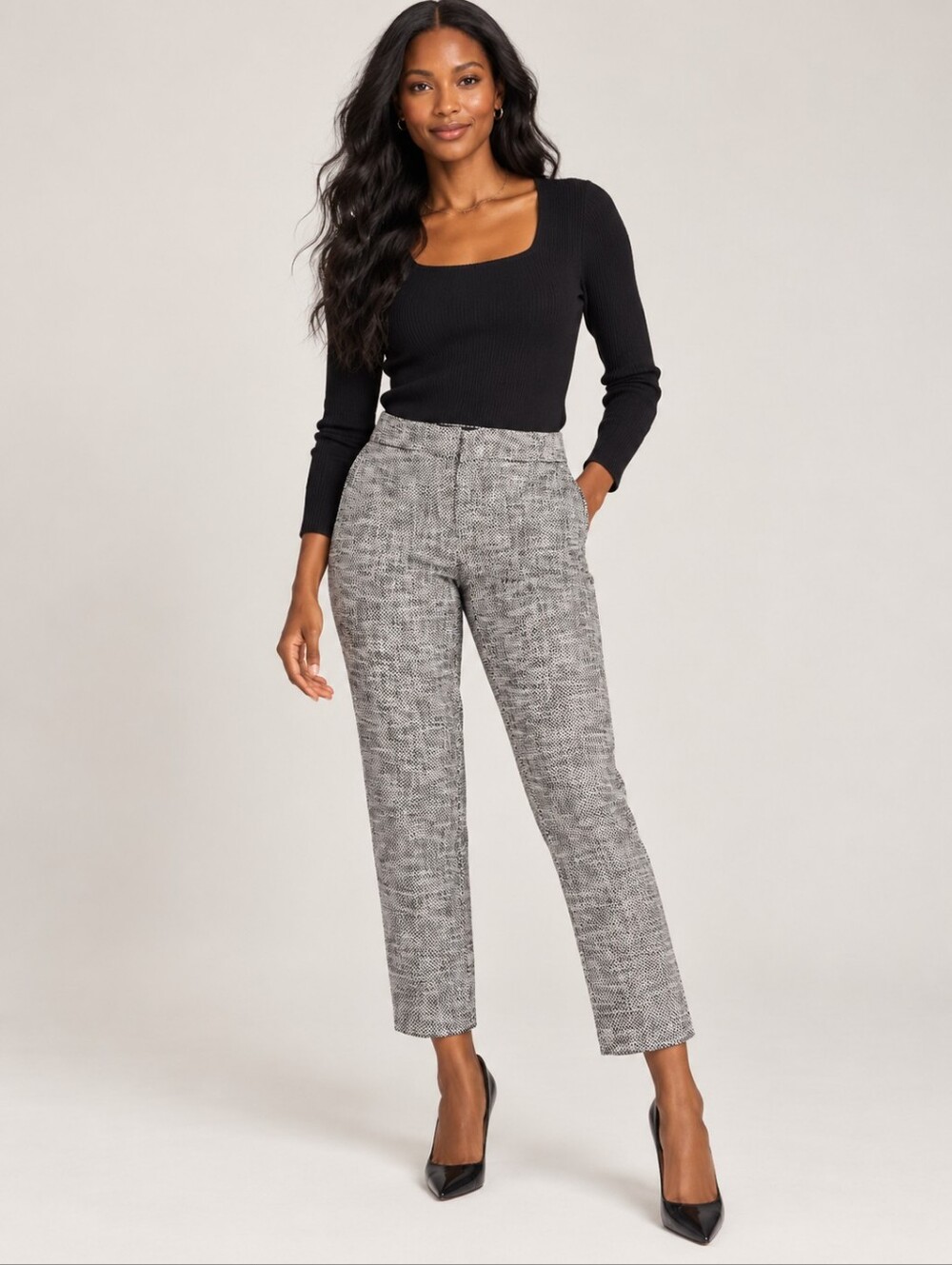 ❤ ANN TAYLOR DEVIN FIT TWEED STRAIGHT ANKLE PANTS / TROUSERS, 4 (27)